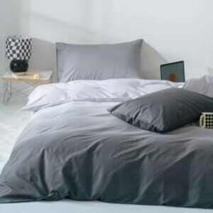 CLOTHKNOW Grey White Bedding Set, 3Pcs Full Comforter Set